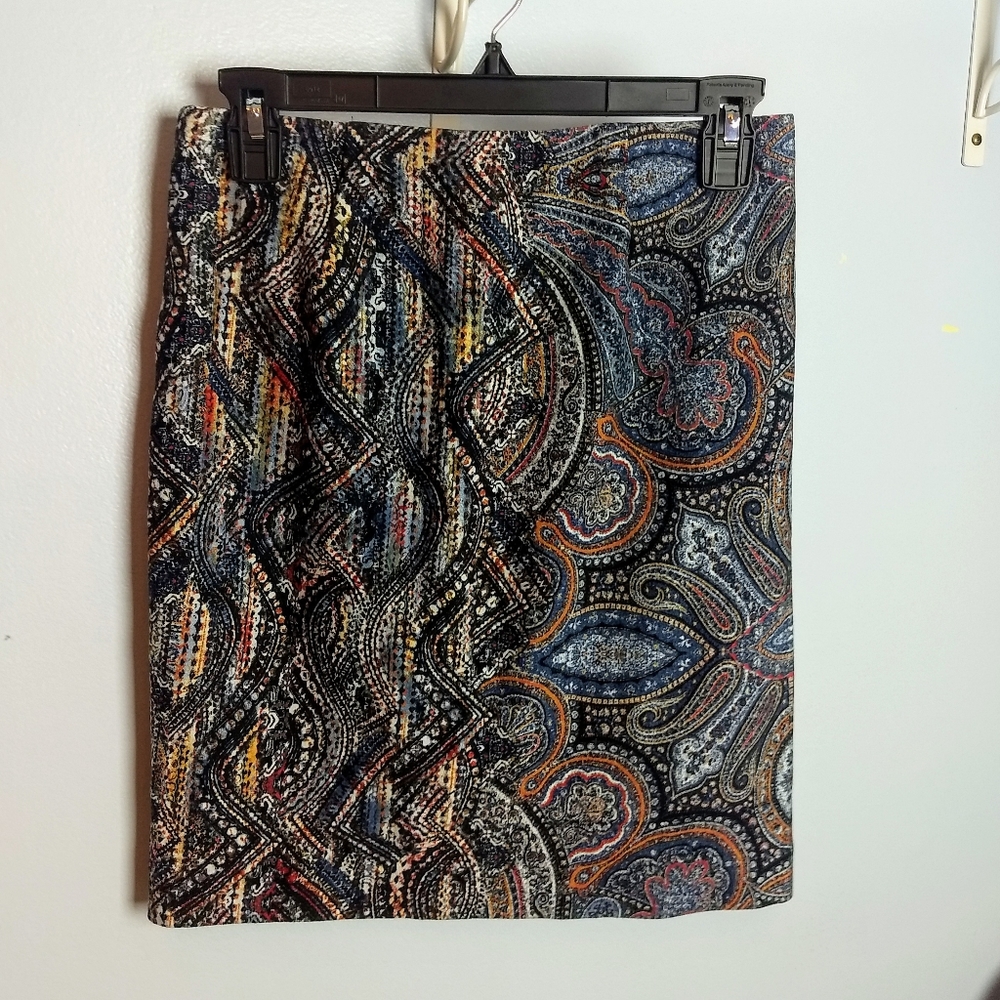 5/$30 EUC J. Jill Ponte Petite Paisley Skirt - Picture 2 of 3